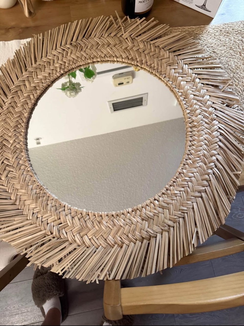 Natural Woven Round Wall Mirror - Neutral